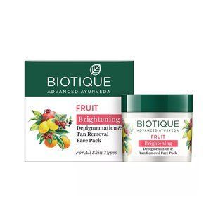 Биотик Фрукты Отбеливающая, антипигментная маска, 75г, Biotique Fruit Brightening Tan Removal Face Pack 55633247523 фото