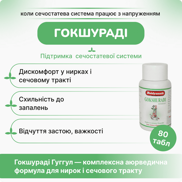 Гокшураді Гуггул, Беднатх, 80таб, для сечостатевої системи, функції нирок, Gokshuradi Gugulu Baidyanath 1598390242 фото